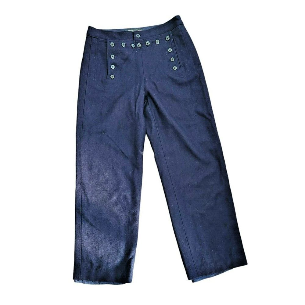 Abercrombie & Fitch Navy Blue Wool Blend Sailor Button Front Trousers Pants 6